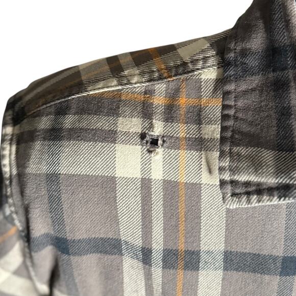 JACHS Men’s Button Front Plaid Flannel Gray Tan Shirt Size Large 100% Cotton - Picture 7 of 13